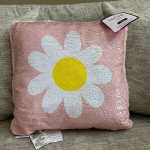 Kensie Home Faux Fur Reversible Flip Sequin Flower Throw Pillow